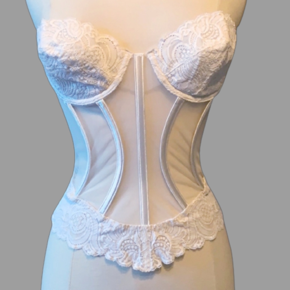 Victoria's Secret White Corset Bra Bustier Gem